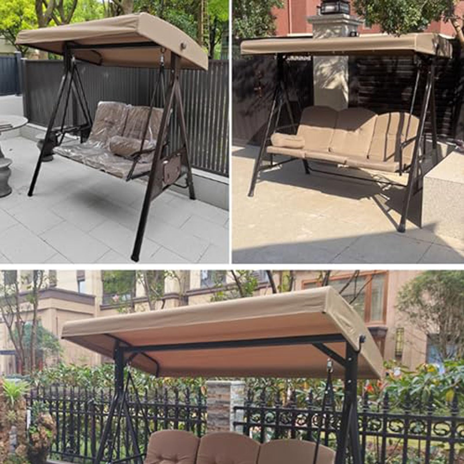 Imperméable Protection UV Housse De Rechange Balançoire Toit Rechange Universel pour Jardinterrasse Balcon Balancelle De Jardin 2 3 Places,118 * 198cm