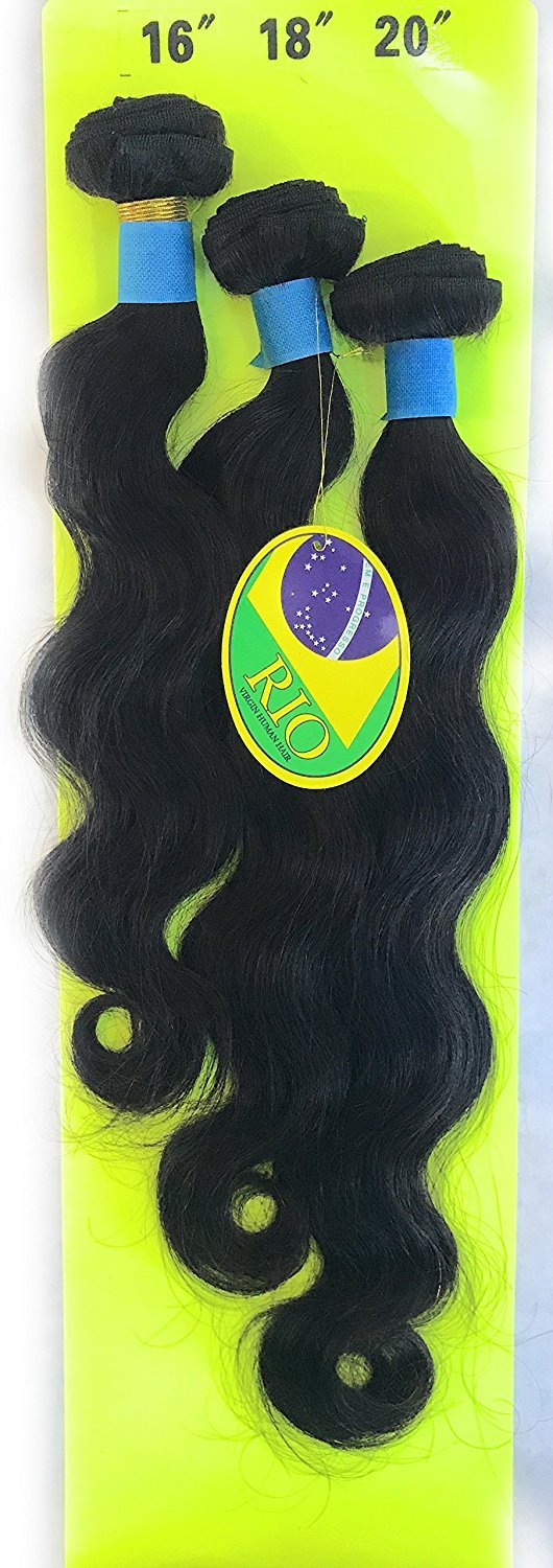 RIO Virgin Human Hair - 9A Brazilian Unprocessed Hair - Tangle-Free, Shed-Free (16"18"20", Natural)