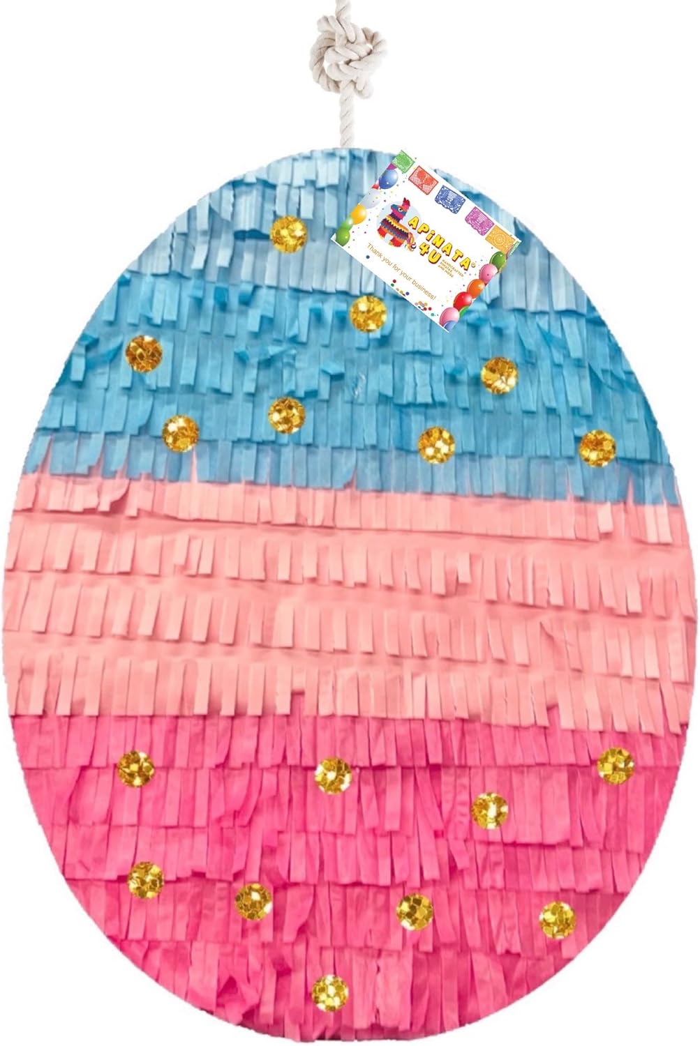 APINATA4U Gender Reveal Easter Egg Pinata with Multicolored Dots – 14"x10"x9" Whack Pinata for Easter, Birthday Parties, Baby Showers – Holds 4-5 Pounds of Candy & Treats – Fun Party Decor