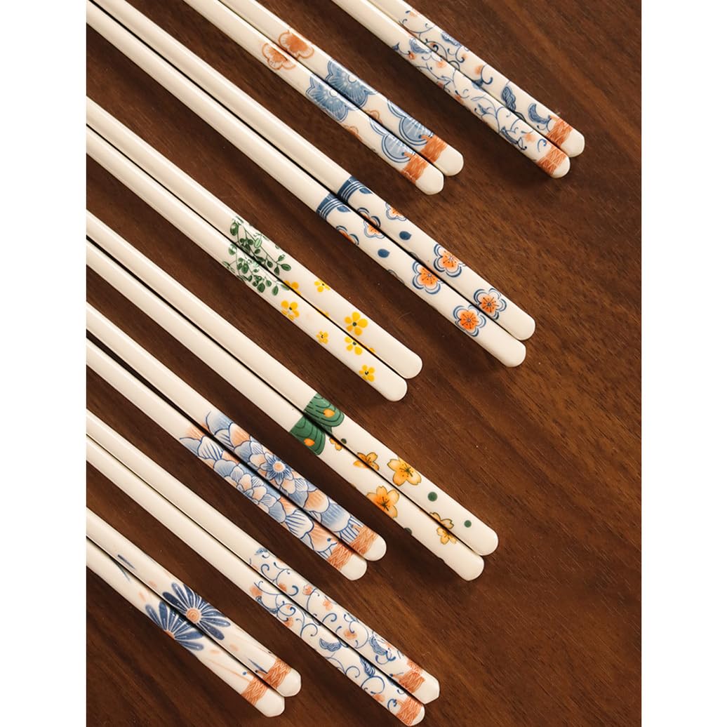 Copchette en Porcelaine Cadeau de Fleur, Baguettes Chinoises en os de la Chine, Baguettes Premium réutilisables, Lave-Vaisselle à Haute résistance à la température E