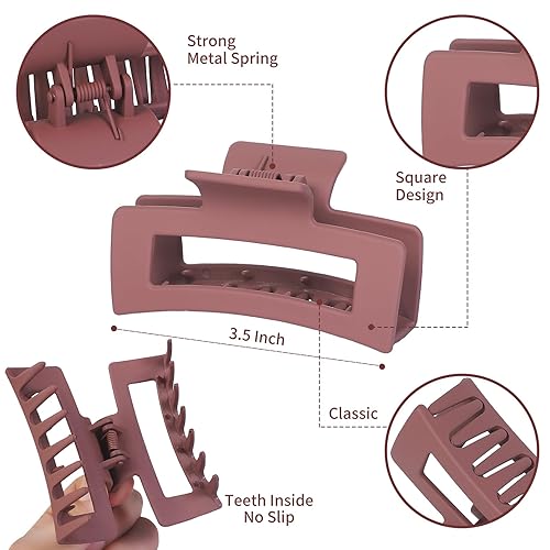 Miniatura 19 de Accesorios para el cabello mediano de 3.5 pulgadas, 12 pinzas cuadradas para cabello grueso y fino, pinzas rectangulares rectangulares