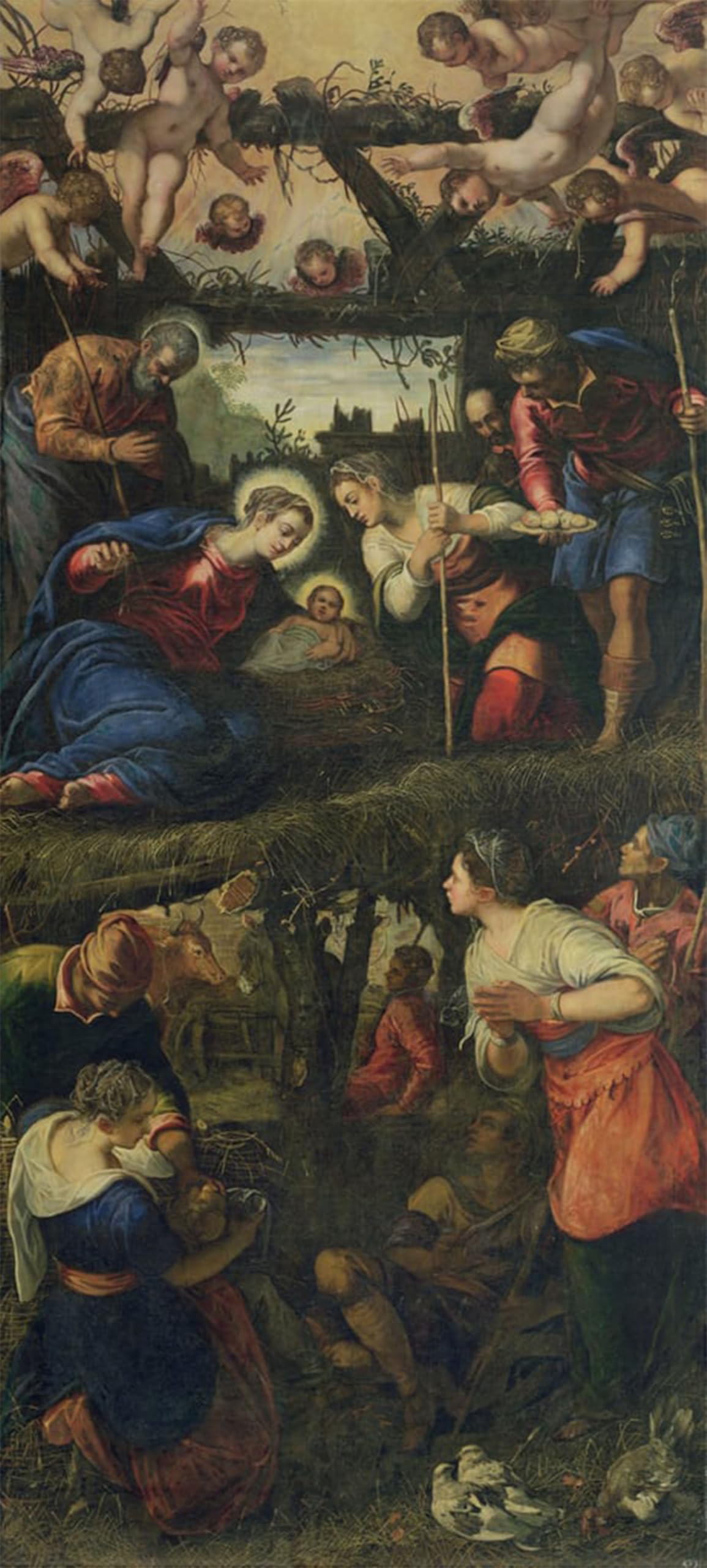 ARTXLXXBN Famous Painting Art Wall Decor Abstract Art Picture the Nativity and Adoration by Jacopo Robusti Tintoretto Animal Pictures for Home Decor 60x90cm