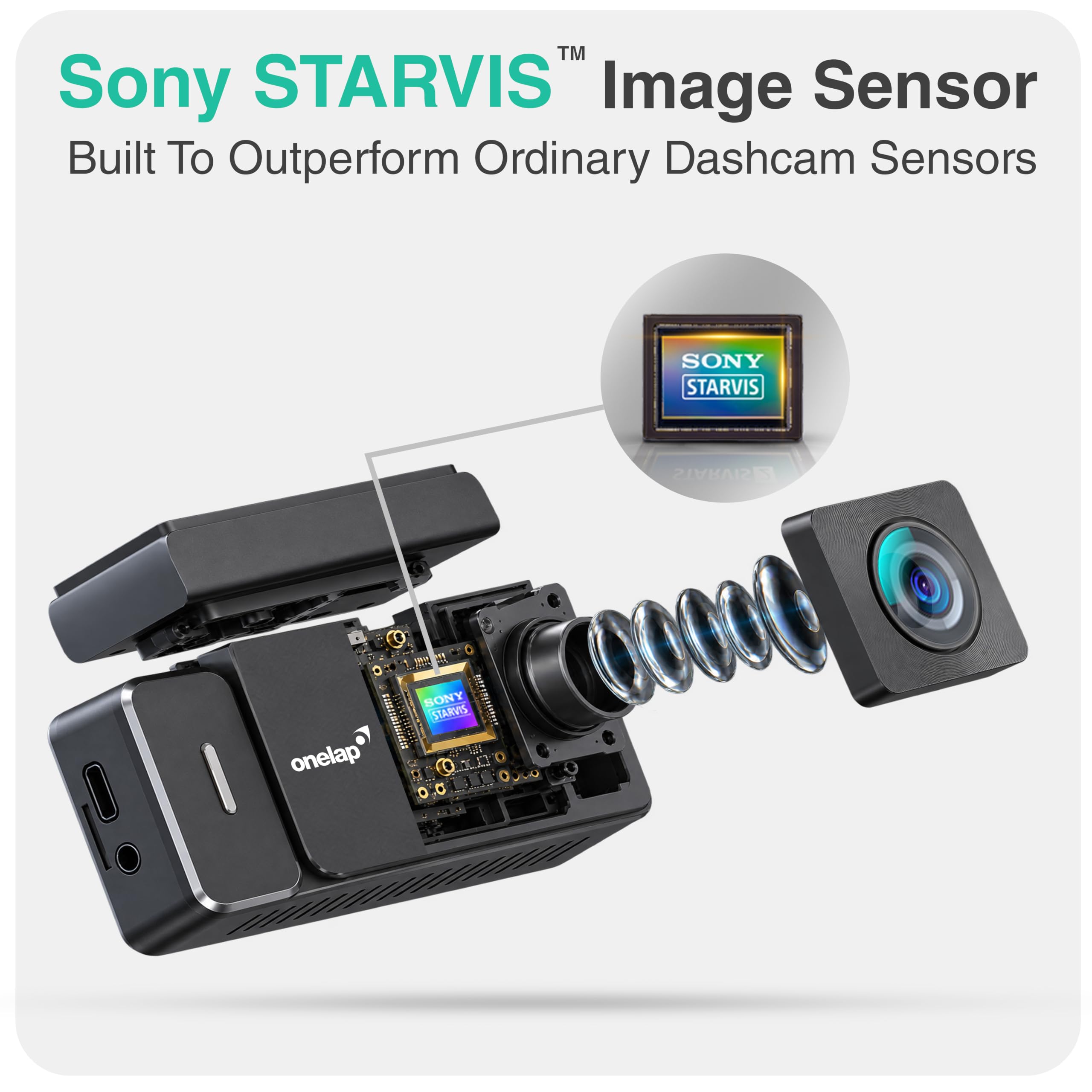 Onelap Vidsure Plus Dashcam - 3K/1080p Dual Camera -5
