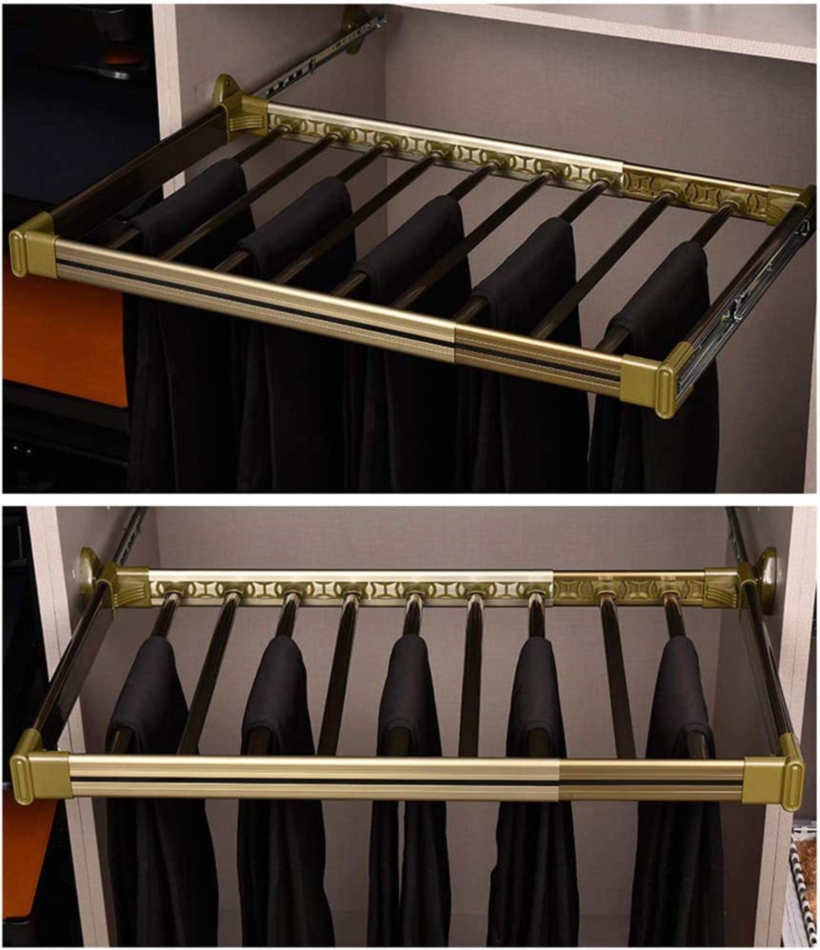 Extraíble Pantalonero para Armario Colgador de Pantalones Aadjustable Cajón para Pantalones Soporte para Corbatas Barra Extensible Ahorra Espacio Accesorios de nización.