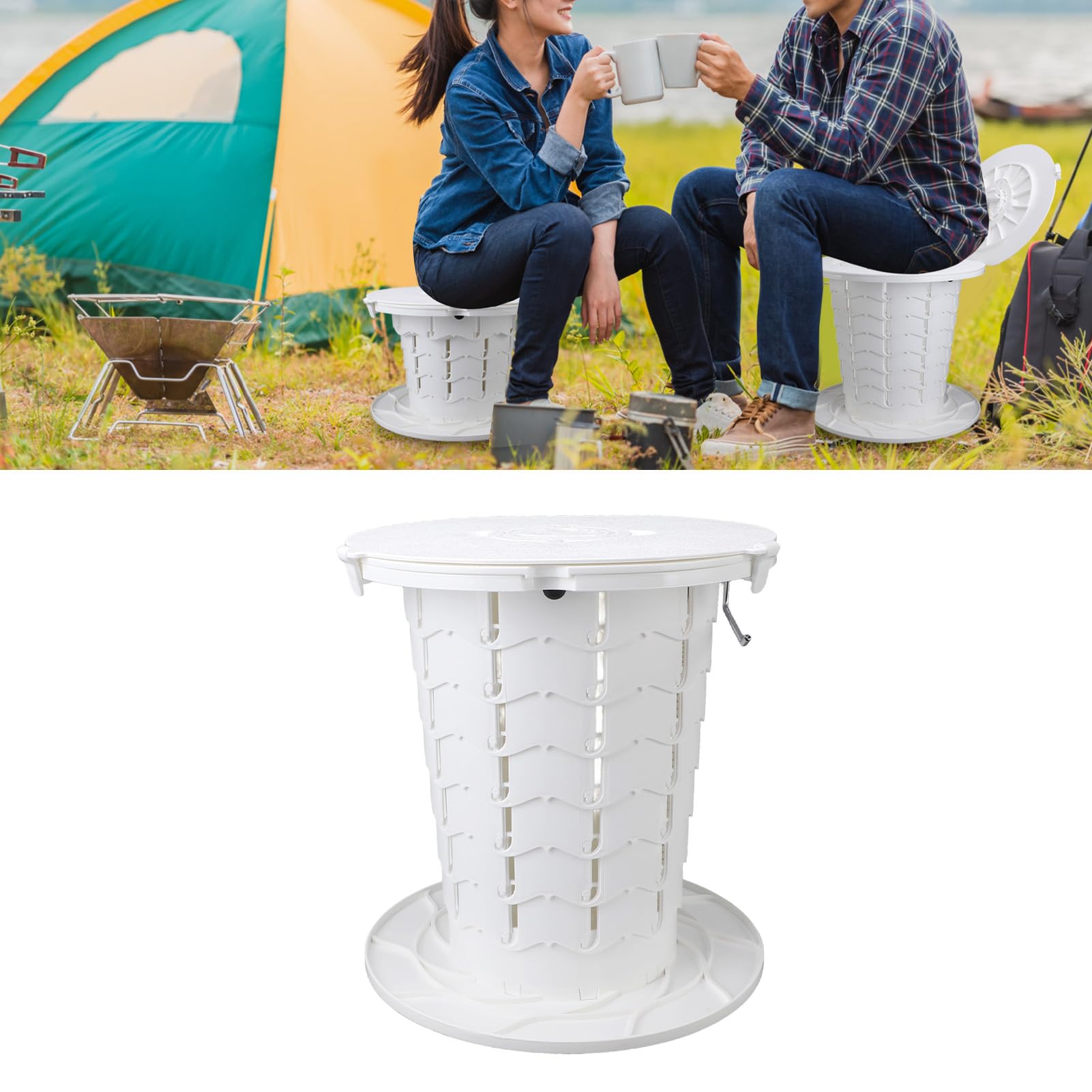 Alomejor Inodoro Retráctil Ajustable para Acampar, Orinal Portátil para Adultos y Niños, Capacidad de Carga de 330,7 Libras, Inodoro de Viaje Plegable Impermeable para Viajes Largos, Senderismo