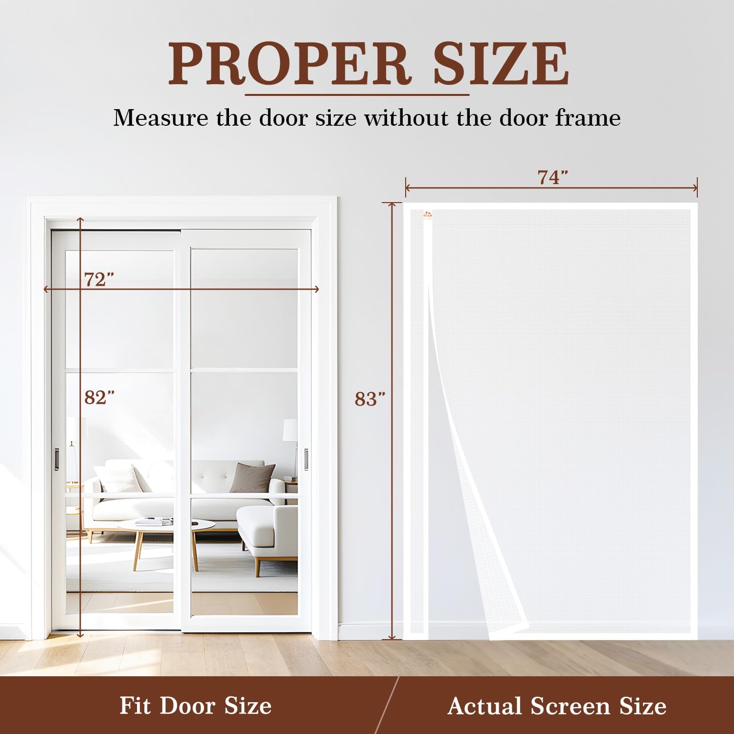 yotache white reversible left right side opening magnetic screen door fits door size 72 x 82, unobstructed view screen mesh net for balcony, french, sliding glass door, actual screen size 74" x 83" fits door size 72"x82" white