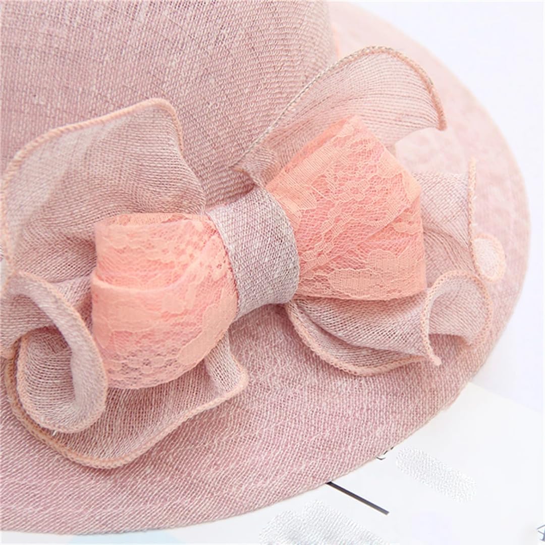 Yeuyyben Moda Donne Estate Organza Sun Cappelli a tesa larga Fiore Fedora Cappello Elegante Signore Matrimonio Chiesa Partito Fedoras