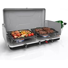 Dual Burner Propane Camping Stove, Portable Outdoor Stove with 22,000 BTU