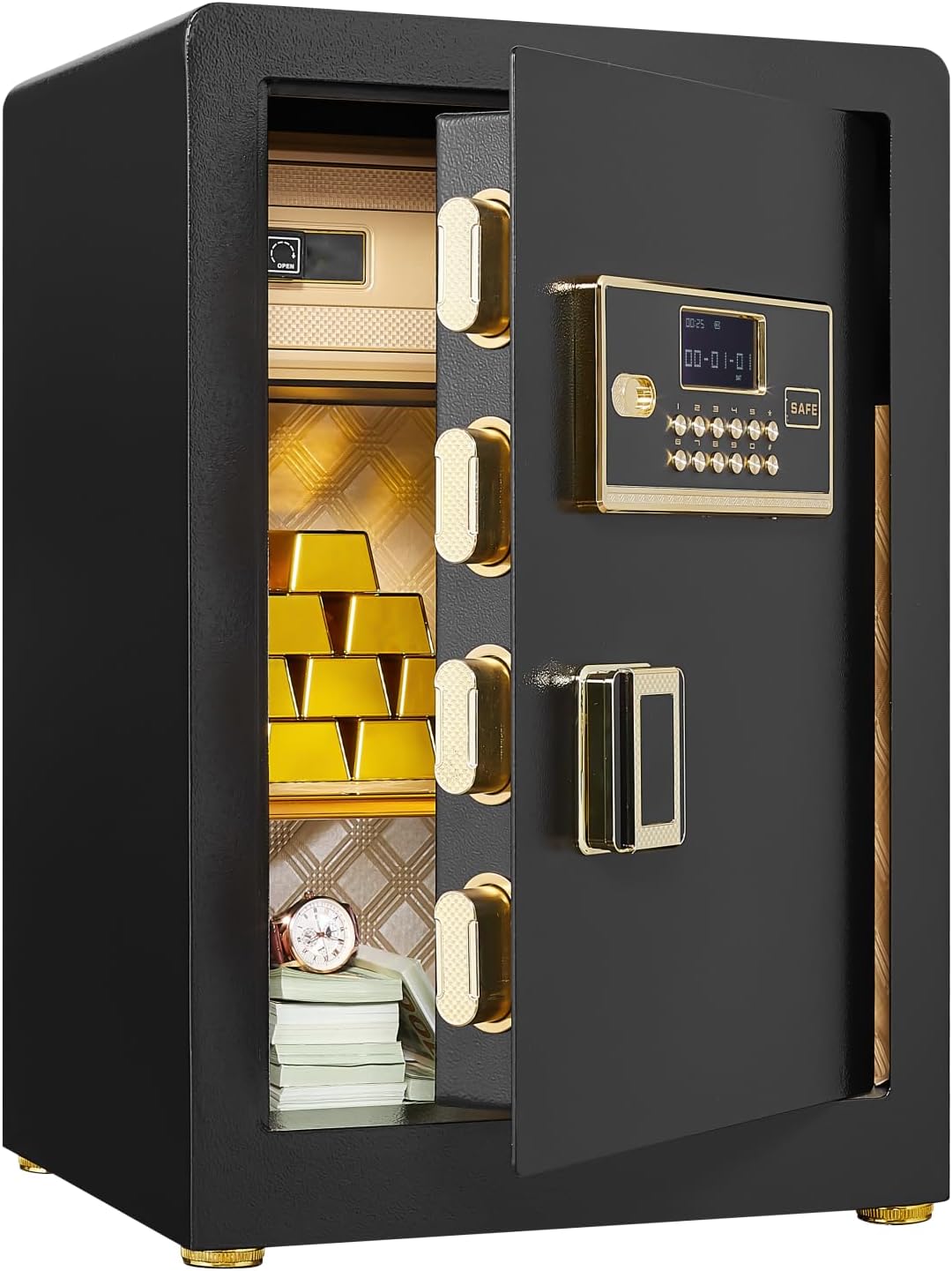 Fire Proof Safes for Home,Office Hotel Digital Security Safe Box with Electronic Keypad Anti-Theft File Cabinet Storage Money Key Lock Box,Important Document Organizer Sentry Safe,BlackF-60/2.7cuft