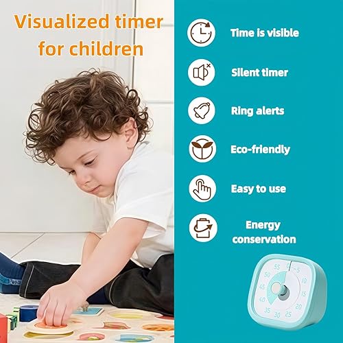 Miniatura 6 de Temporizador visual para niños, temporizador de tiempo, temporizador de 60 minutos para niños para aula, oficina en casa, temporizador de cuenta