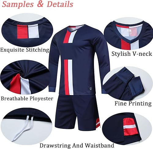 Miniatura 3 de Camiseta de fútbol de portero personalizada para adultosniños, manga larga personalizada y pantalones con logotipo del equipo