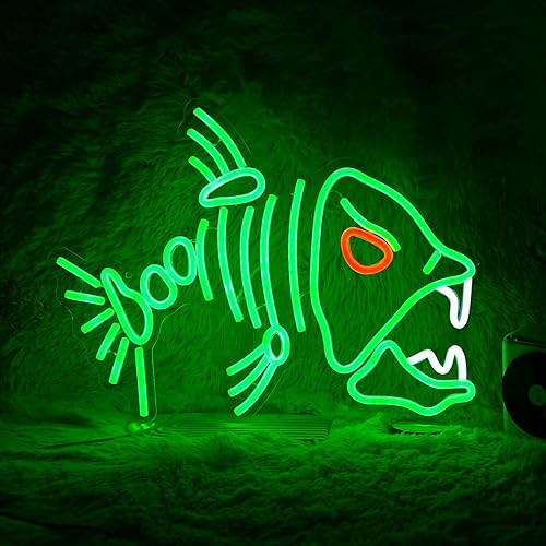 Fish Neon Sign LED Skeleton Fish Neon Light for Wall