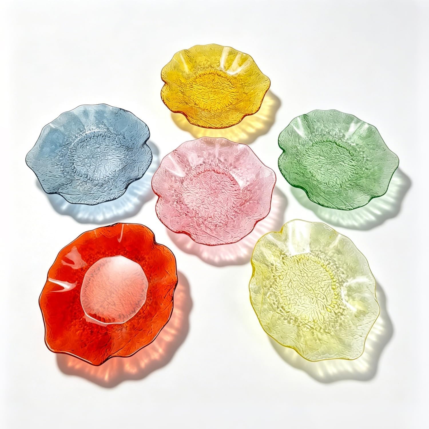 6Pcs Petal-Shaped Fruit Platter Set, 9.5 inch decorative Bowls
