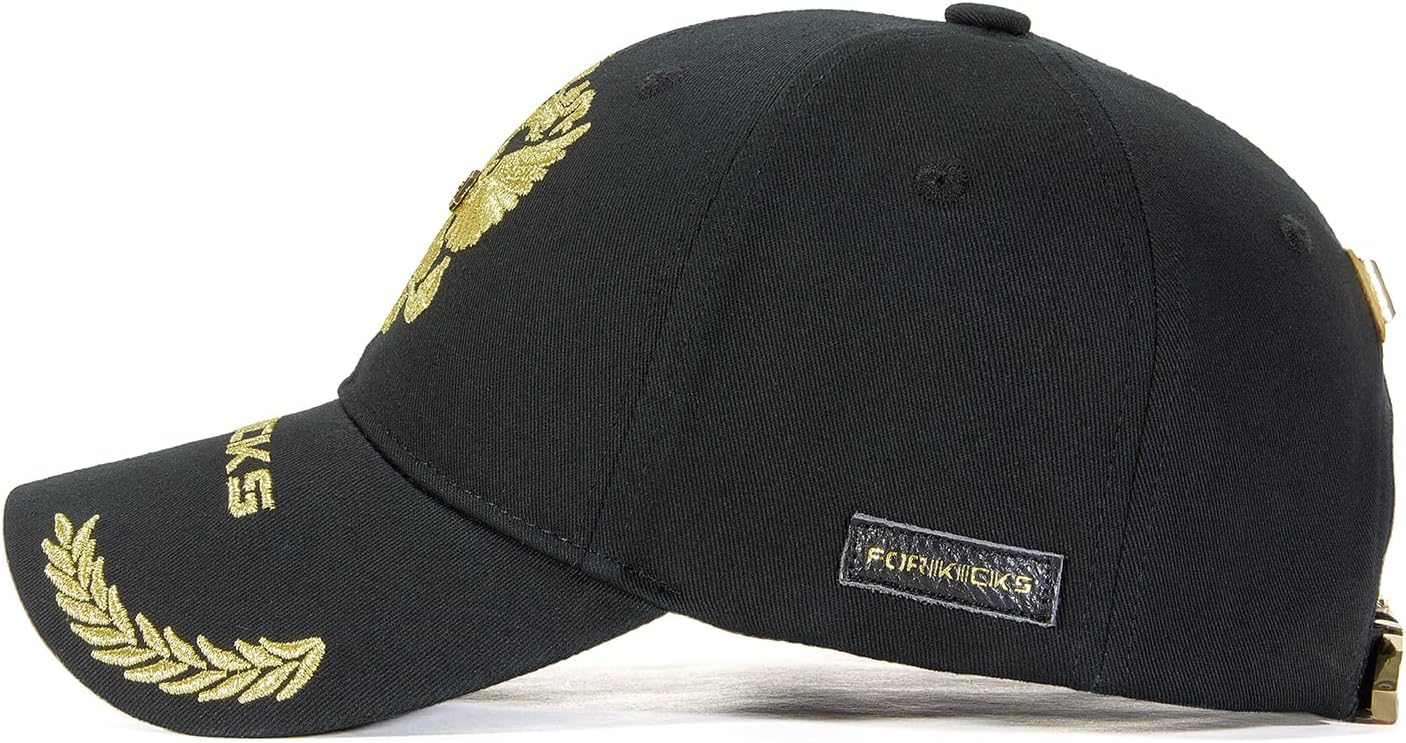 Trendy Unisex Graffiti Baseball Cap, Adjustable Cotton Baseball Cap for Men & Women, Athletic Streetwear Hat (US, Alpha, One Size, FK21-BLACK Gold) - Image 8