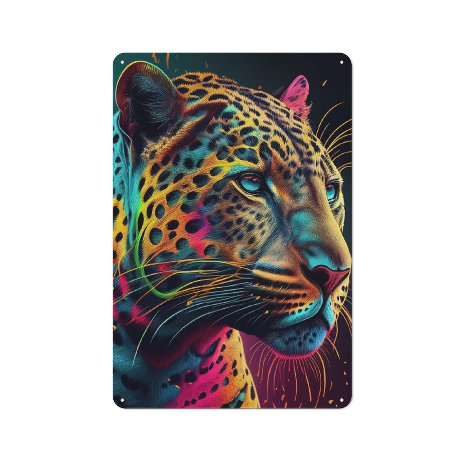 Junmoney Colorful Jaguar Animals Rustic Tin Sign 30X20cm For Man Cave Or Games Room, Housewarming Present For People Styling Man Cave And Games Room