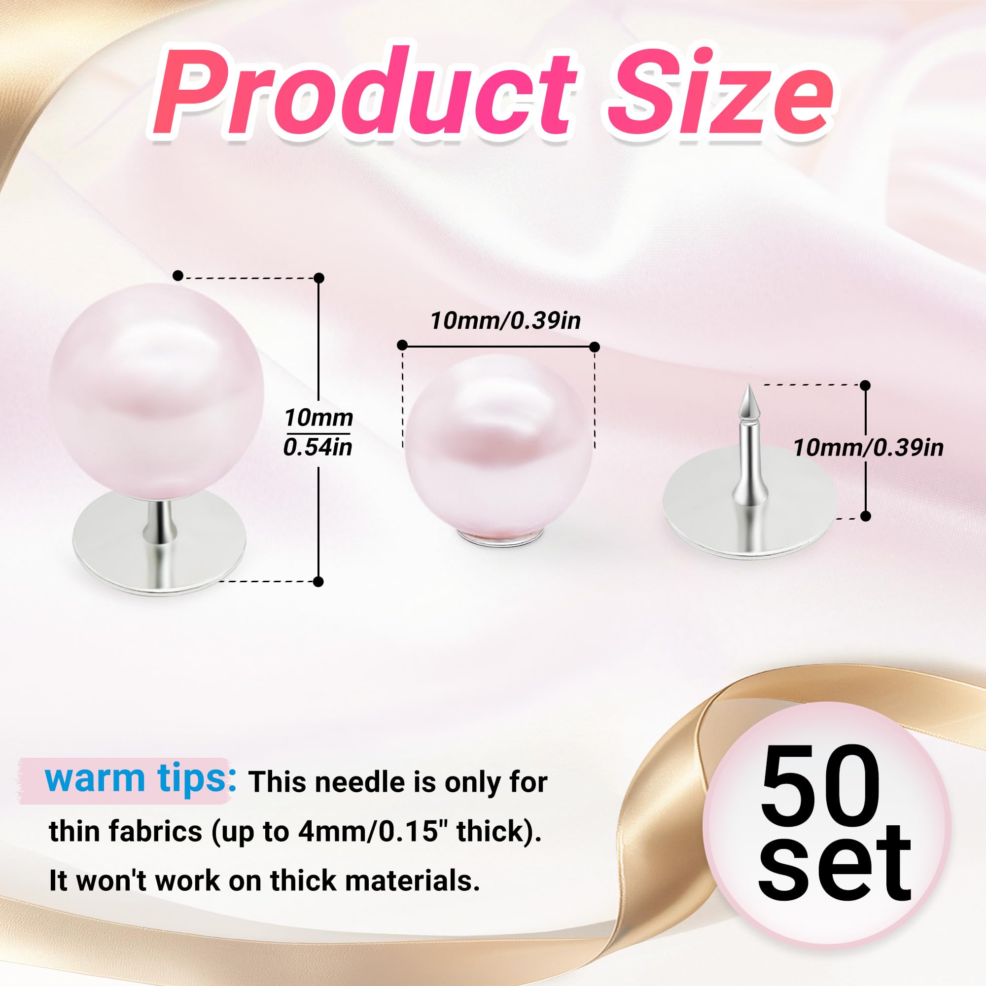 Boutons Perle Amovibles Lot De 12 - Rivets Sans Couteur Pour Vêtements