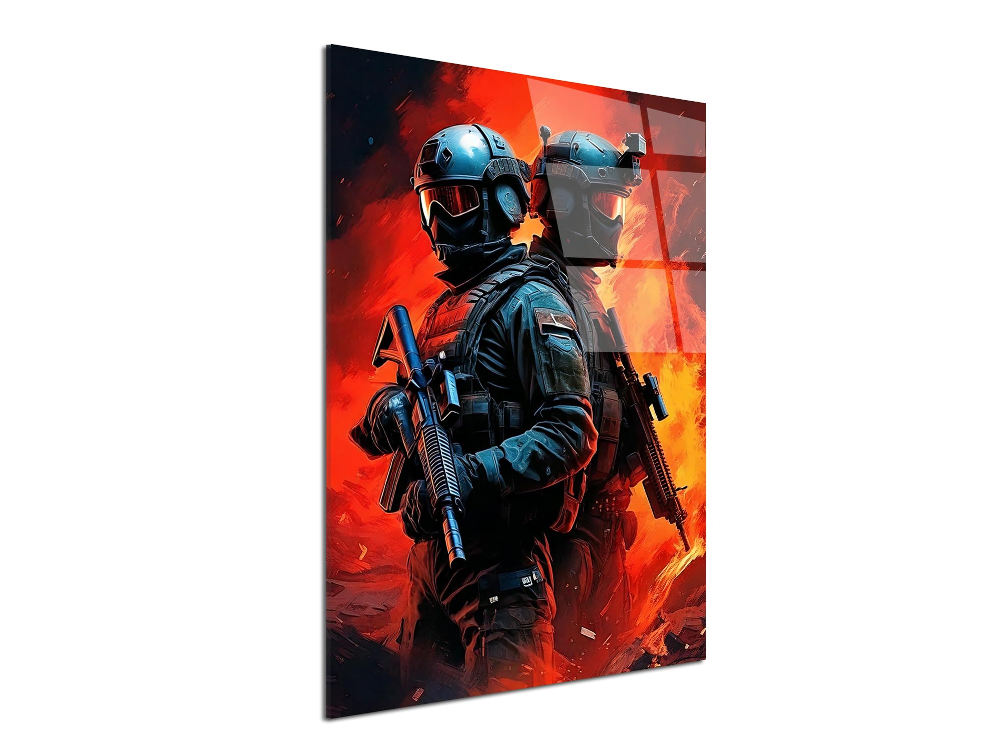 DECLINA Operación en Zona Roja, Cuadro mural decorativo, arte militar, fuerzas especiales, acción intensa, impresión acrílica, decoración de salón, decoración de oficina, estilo militar, regalo deco