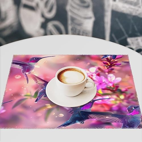 Miniatura 7 de Hummingbird Placemats Set of 6 Resistant Table Mats Washable Place Mats for Dinner Party Table Decoration