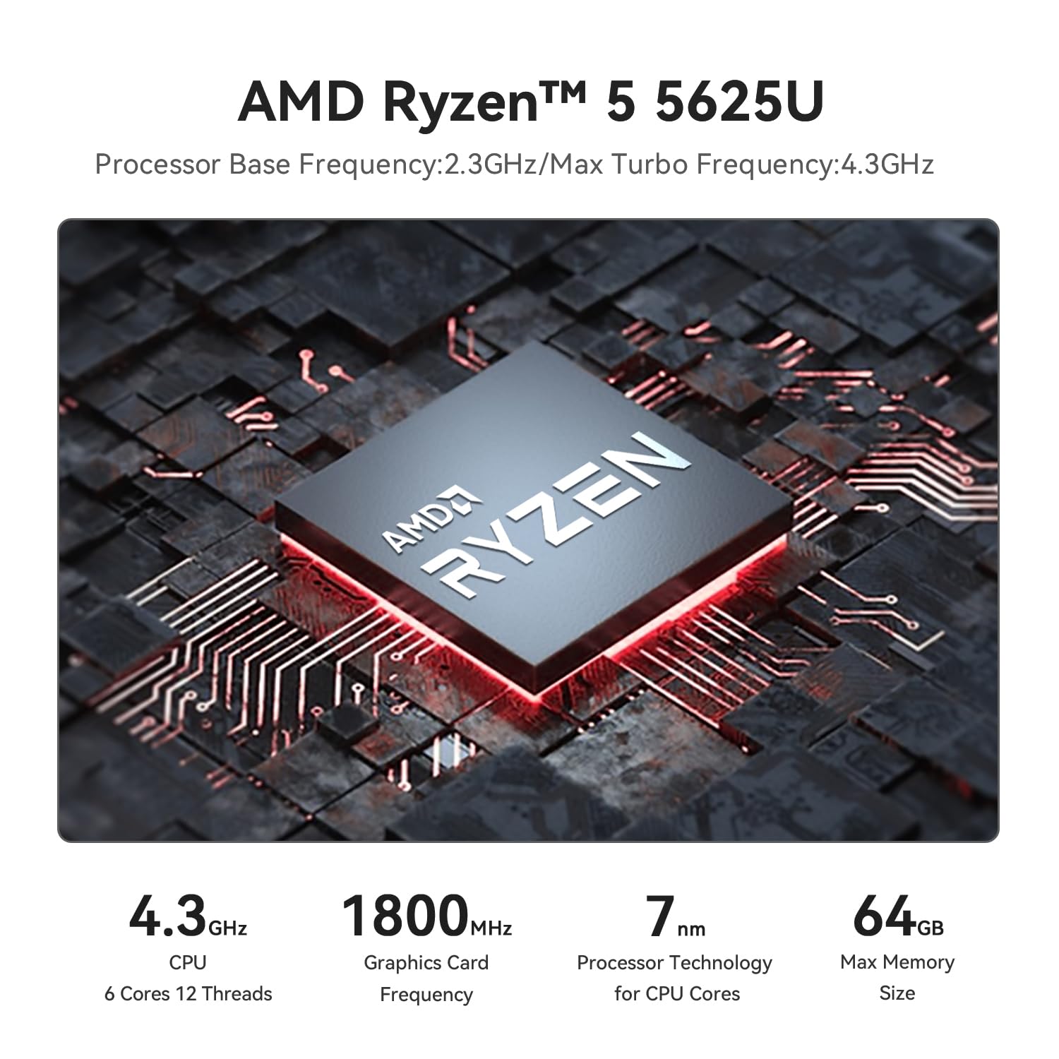 Beelink SER5 Pro Mini PC AMD Ryzen 5 5625U 16 Go RAM DDR4 480 Go SSD WiFi 6 BT5.4