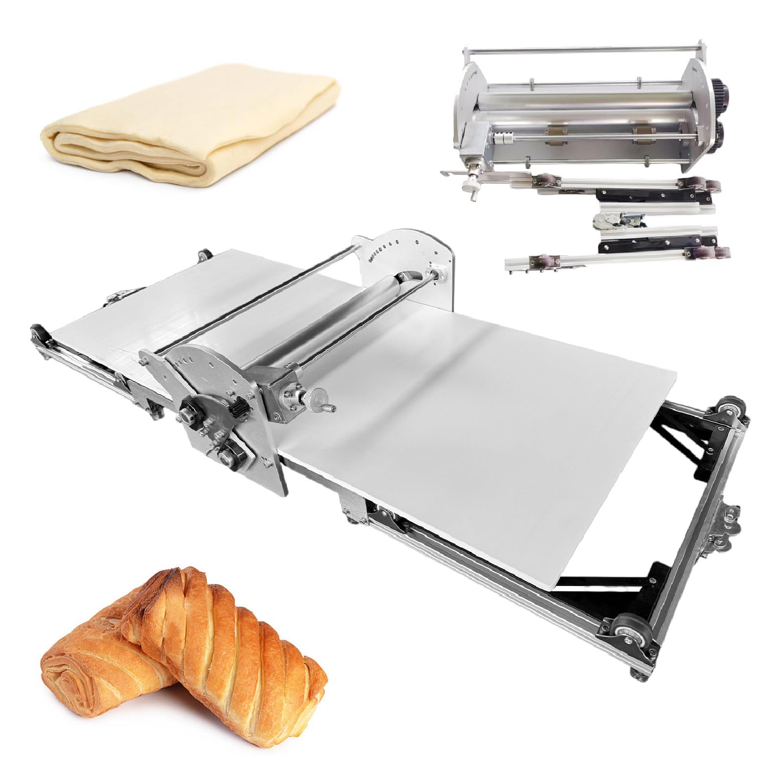 Xeeaofe Multicolor Electric Pastry Dough Sheeter And Fondant Roller, Adjustable Thickness Settings 0.08"-1.18", Reversible Dough Sheeter For Puff And Fondant Pastry