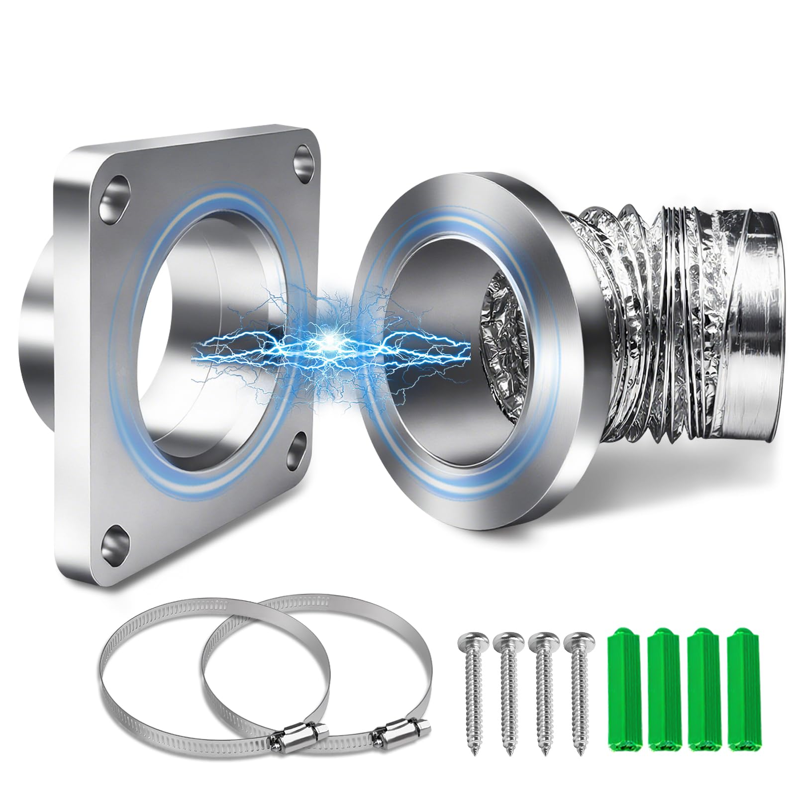 Magnetic Dryer Vent Coupling Connector Kit with 4 inch Dryer Vent Hose