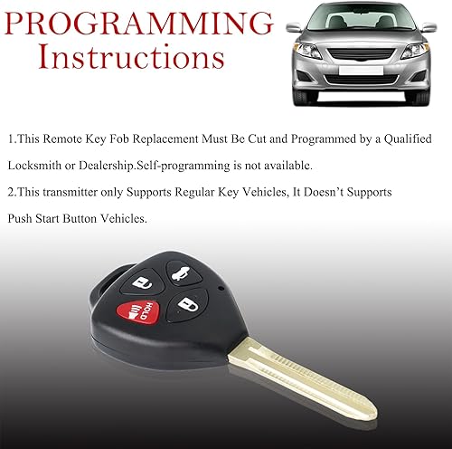 Miniatura 3 de MechanMagic Llavero de repuesto para Toyota Camry 2007 2008 2009 2010 2011/Corolla 2009-2010 HYQ12BBY Control remoto de entrada sin llave