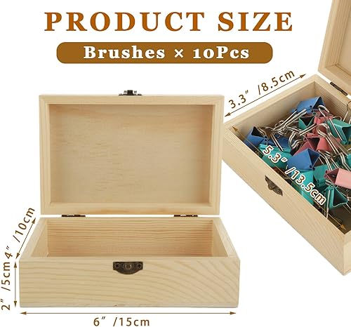 Miniatura 2 de 12 cajas de madera sin terminar, cajas de madera de 6 pulgadas, 4 pulgadas y 2 pulgadas con tapa con bisagras, cajas de almacenamiento rectangulares