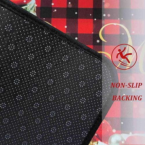 Miniatura 6 de Juego de 2 alfombras y tapetes de cocina de Navidad a cuadros rojos nieve, árbol de Navidad, fiesta de invierno, vacaciones, decoración para el