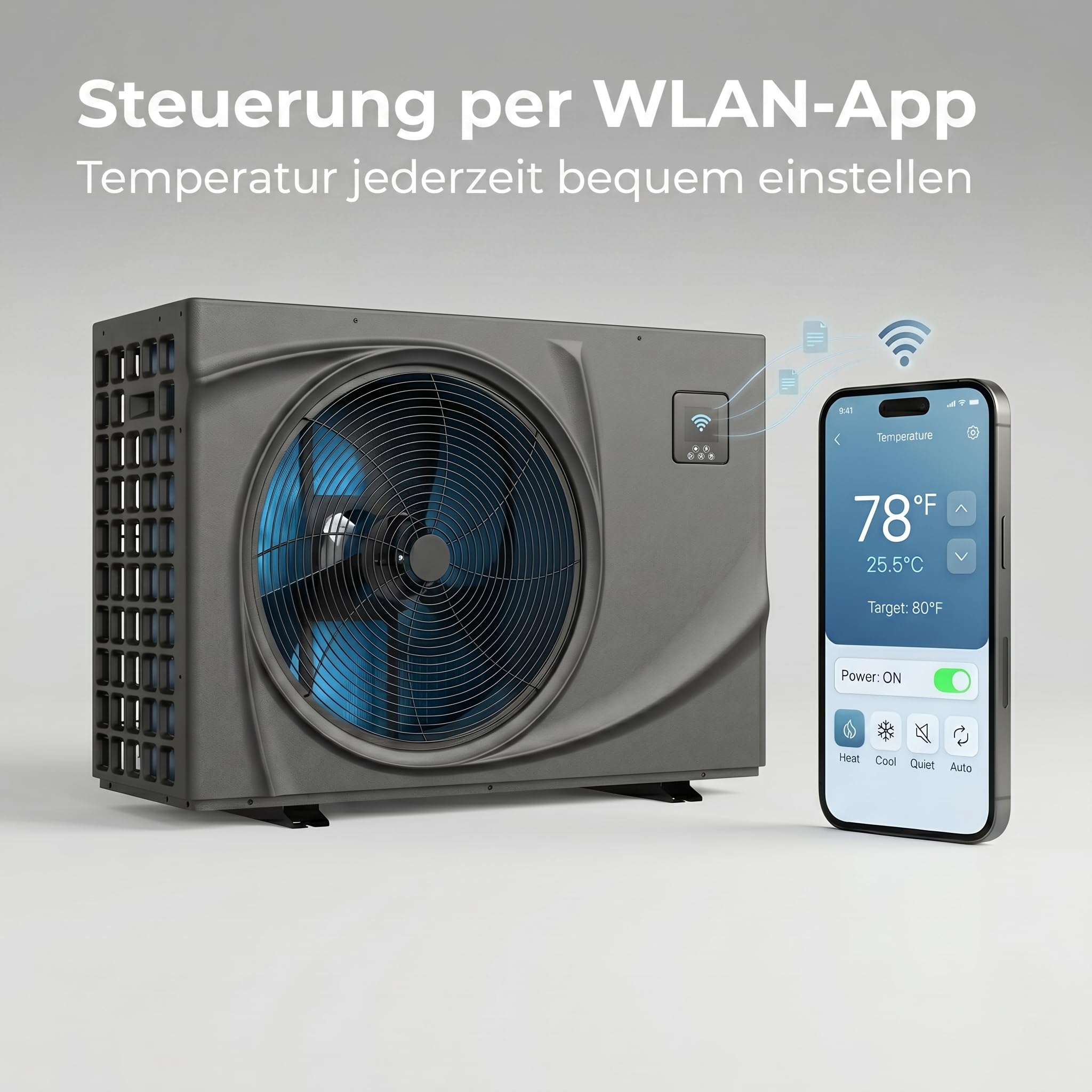 poolomio® Pool Wärmepumpe 15–35m³ NET Inverter 06 bis 6kW | Ultra leise Poolheizung mit WiFi App | Energieeffizient (COP 13,6) | Heizen & Kühlen | bis -10°C | Full Inverter