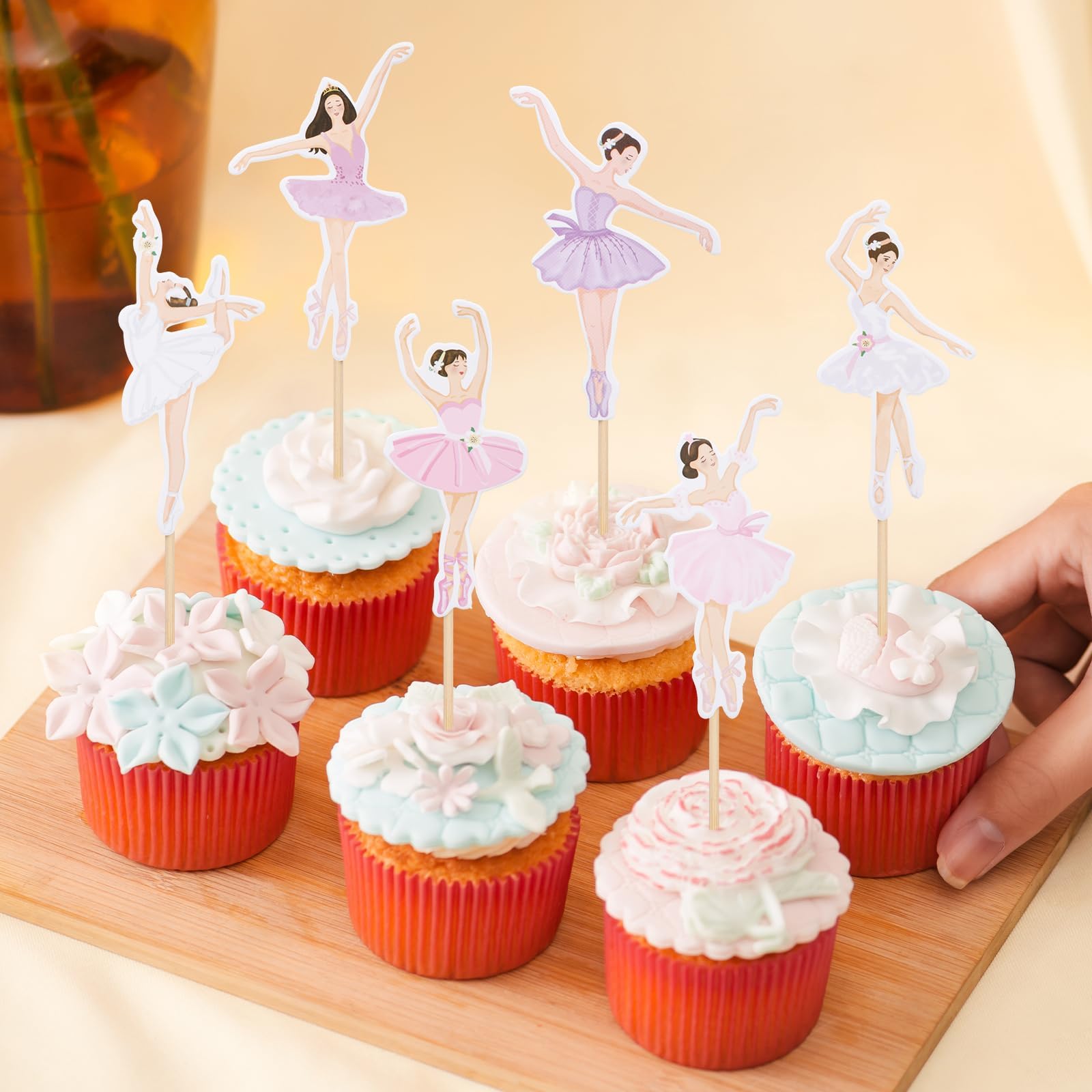 24 Piezas De Decoración De Bailarina Para Cupcakes Ensamblados Coloridos Bailarines De Ballet Para Bebé, Niña, Tutú Bailarín, Decoración De Pasteles Para Baby Shower, Temática De Ballet, Suministros