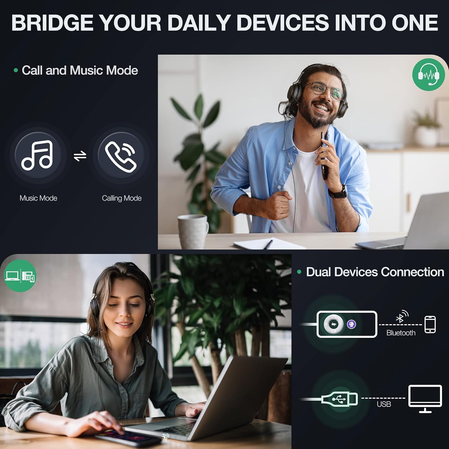 Yealink UH38 Bluetooth USB Wired Headset, Work Headset with Noise Cancelling Microphone, Teams Certified, Comfort Fit, Dual Connect for PC Computer & Mobile Devices, Dual Busylight - Image 3