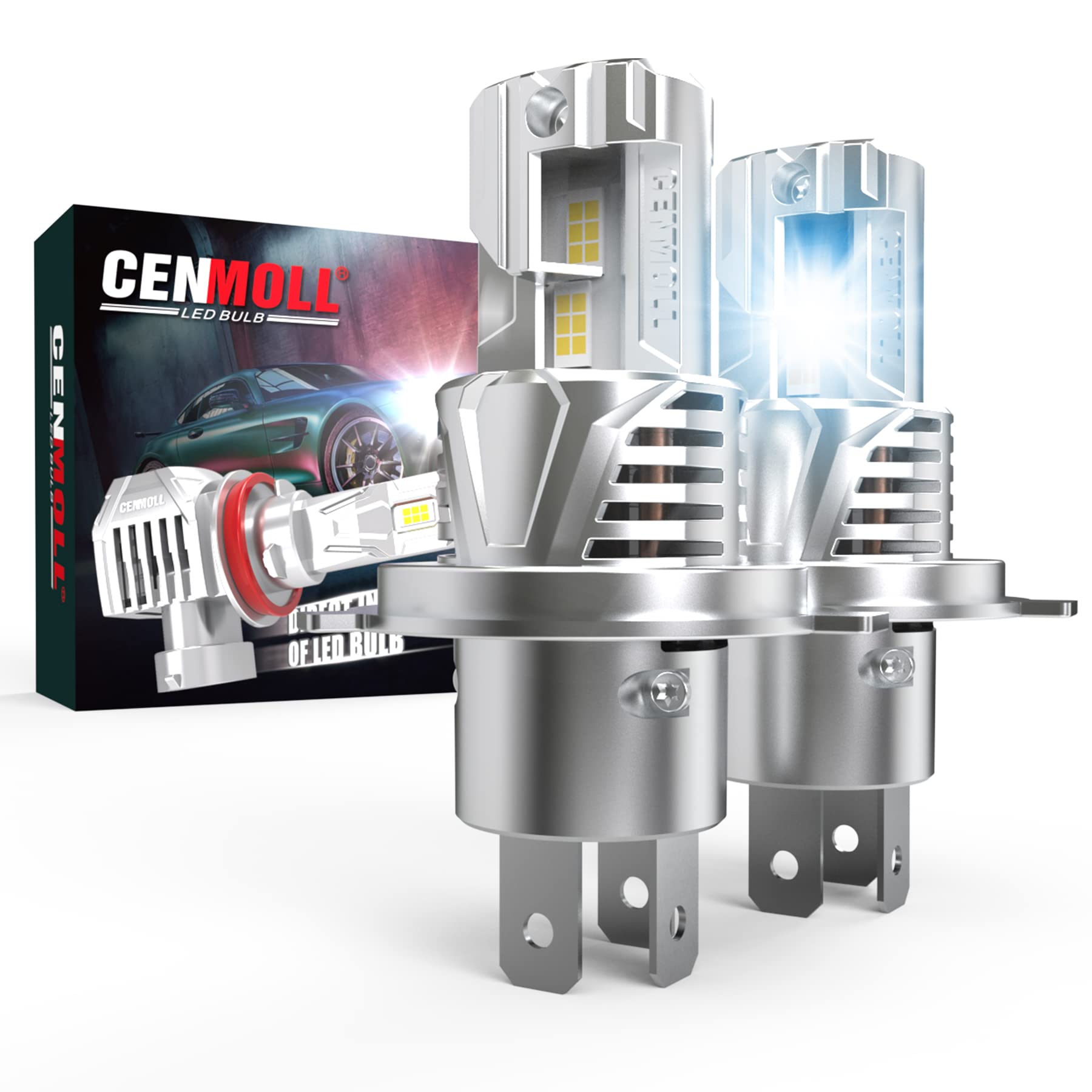 Lampadine H4 Led Auto, 140 W, 38.000 Lm, 6.000 K (Bianco Freddo) Luminosità Del 700%, 12 V, 24 V, Compatibile Con CAN-Bus, Lampadine Led H4 9003 HB2 Kit Di Sostituzione Alogena, 2 Pz