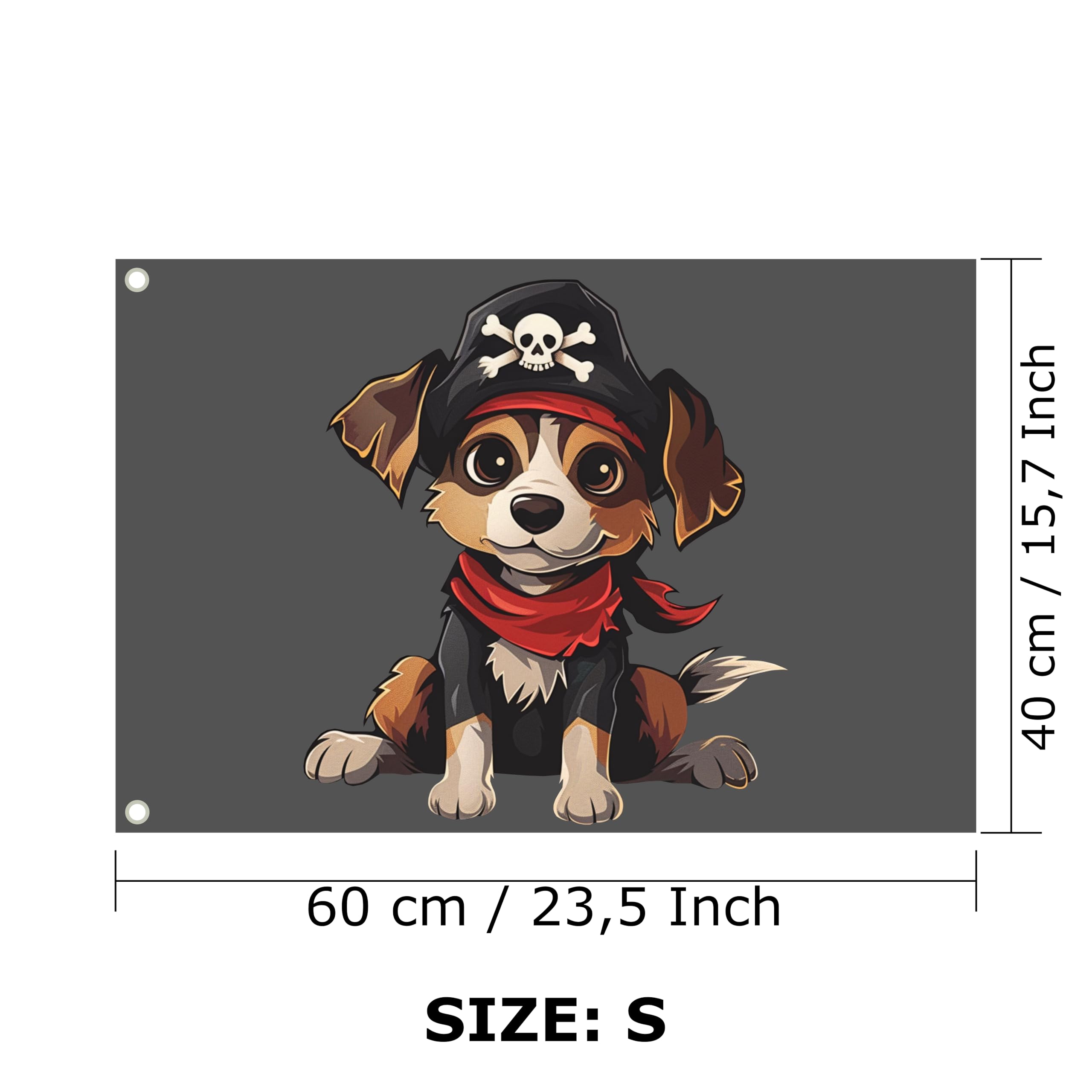 Pirate Flag / 60 x 40 cm / 23.6 x 15.7 Inches / Weatherproof with Eyelets / Outdoor and Indoor / Flag for Flagpole / 100% Polyester (Pirate Dog 1 (Size S)) - Image 2