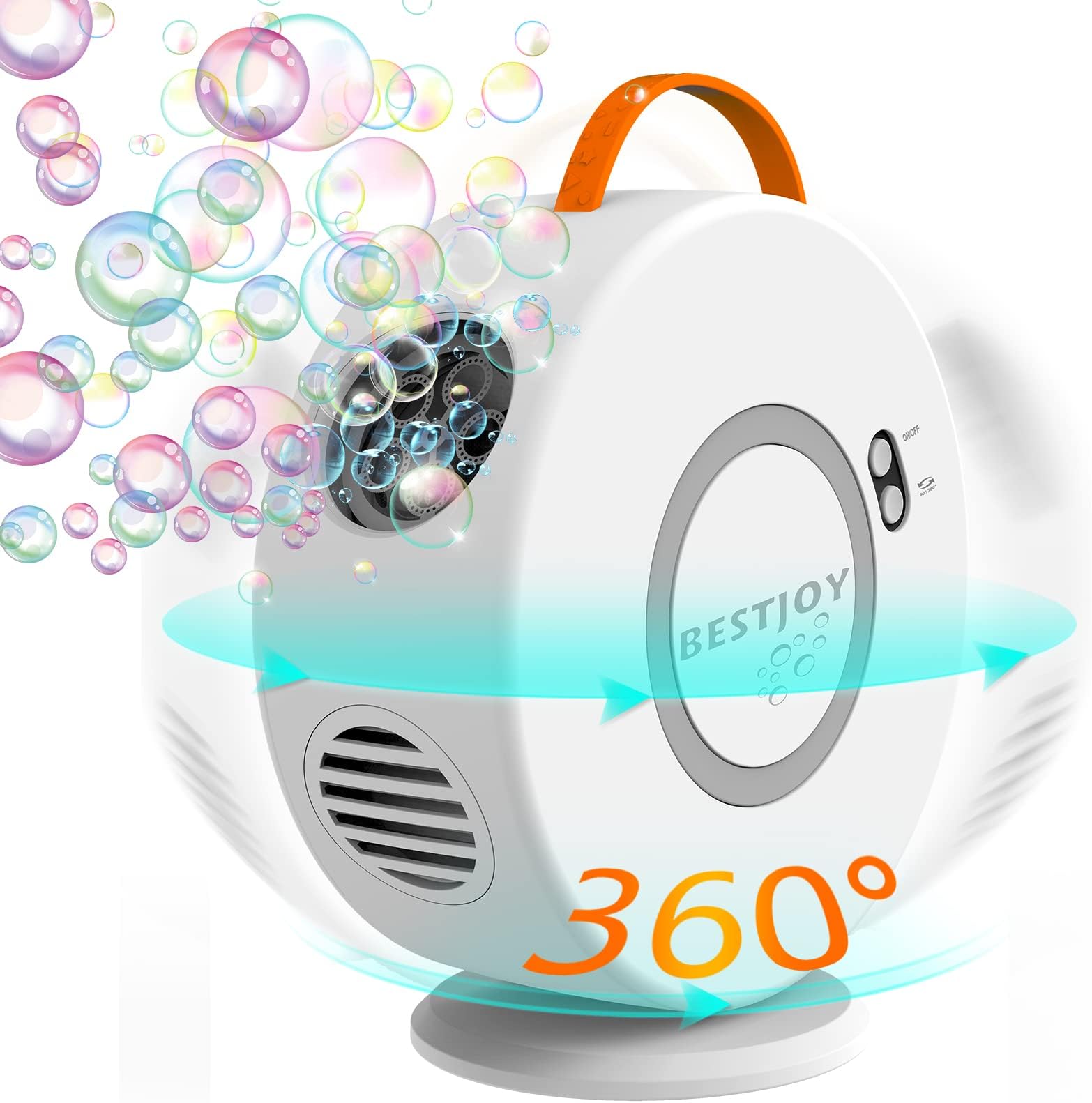 Rechargeable Bubble Machine for Kids Toddlers 1-3, Automatic Rotating Bubble Blower Maker, 2-4-5 Year Old Girl Boy Birthday Gifts Ideas, Electric Bubble Toys for Outdoor Parties, Rotatable 90°&360°