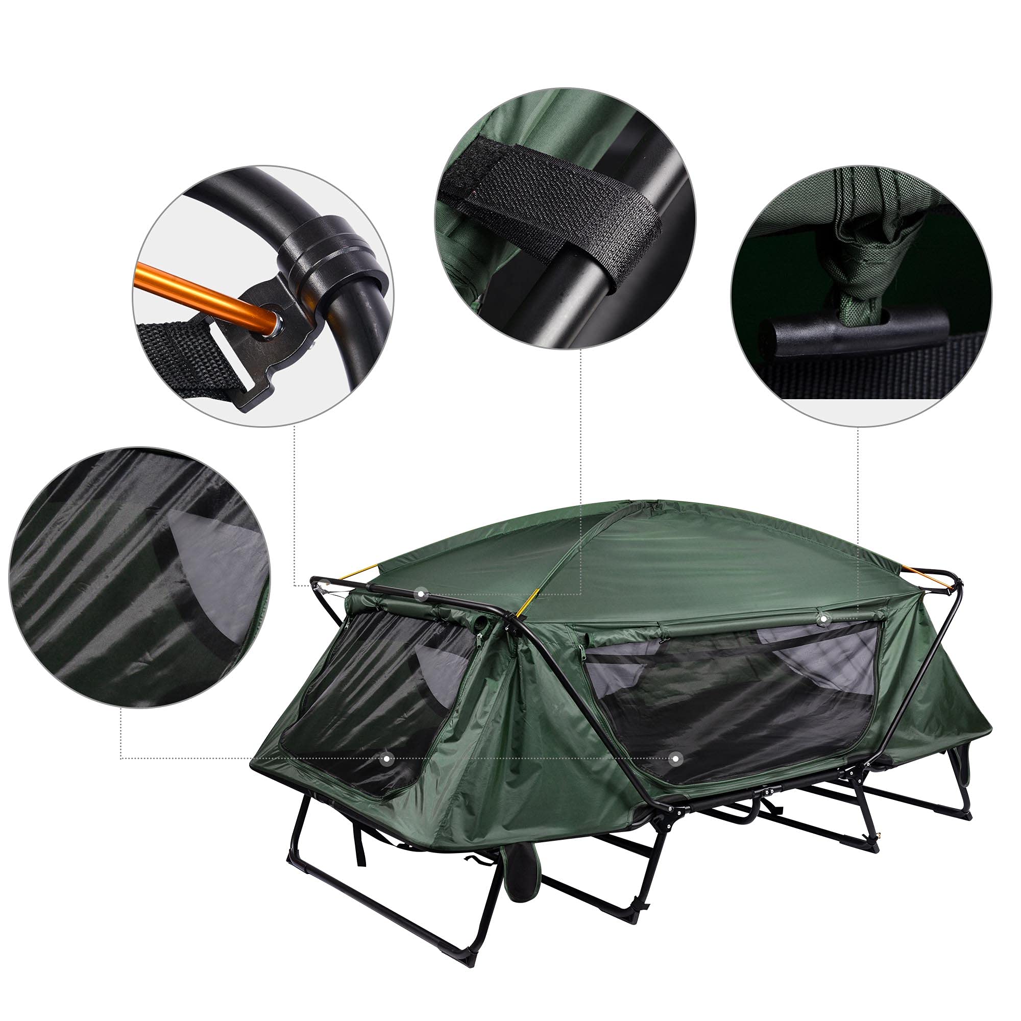 Folding Double Tent Cot Portable 2Person Durable Waterproof