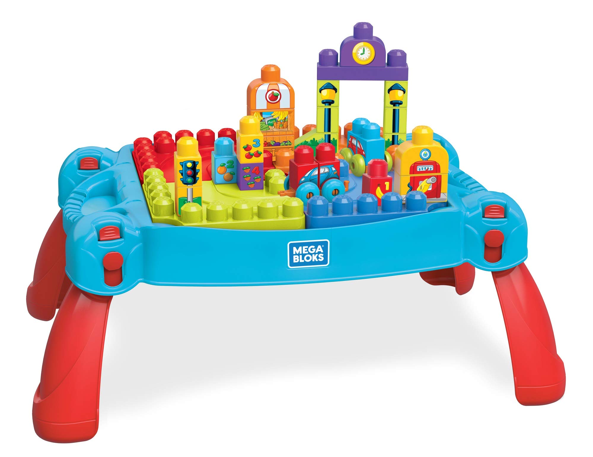MEGA BLOKS Bauset - Spielend leicht Logik und Zahlen lernen - Spieltisch zum Fördern der motorischen Fähigkeiten, Lernspielzeug für Kleinkinder, FGV05
