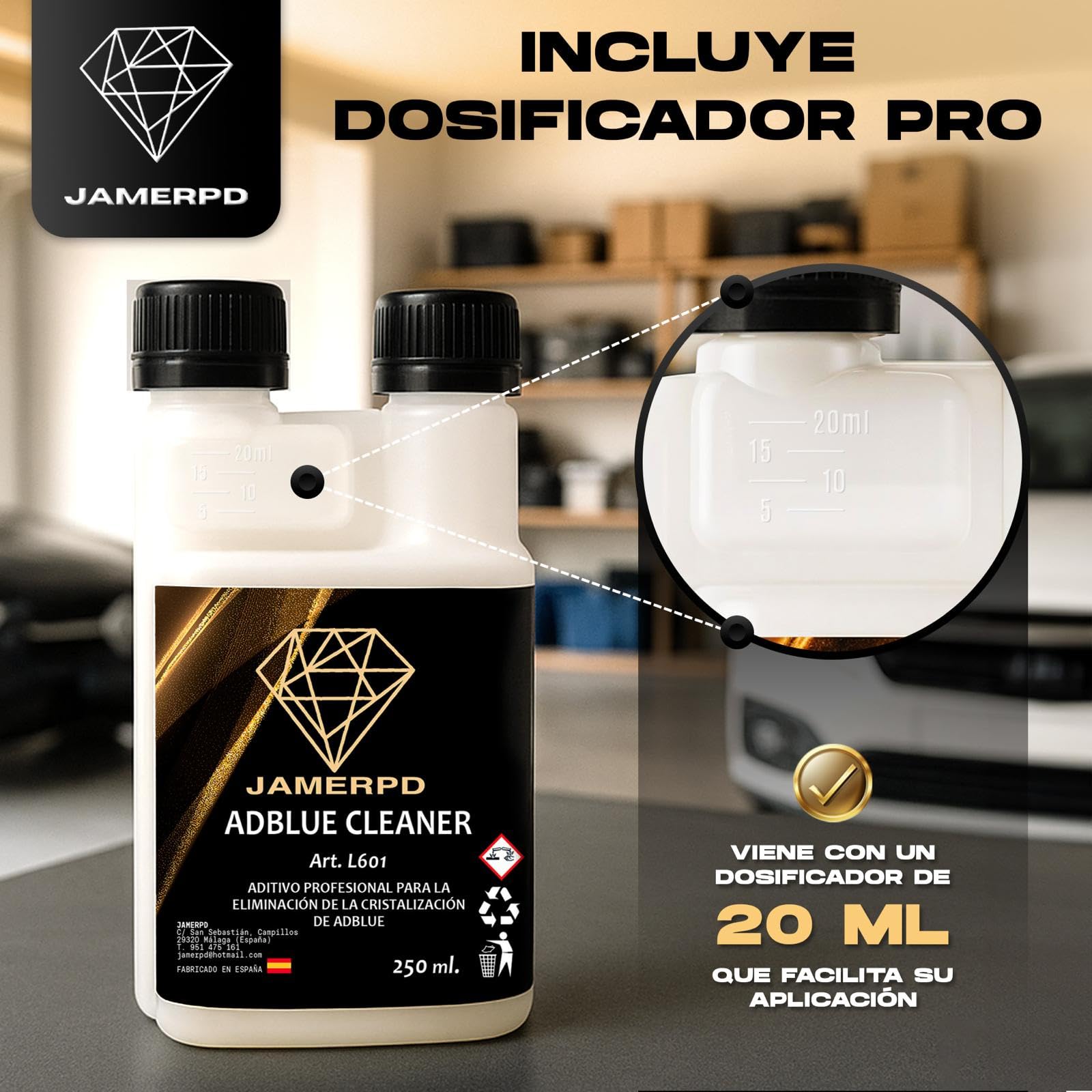 JAMERPD Aditivo Profesional Anticristalizante AdBlue con Dosificador - anticristalizante adblue Forte - adblue con anticristalizante - Anticristalizante 250 ml
