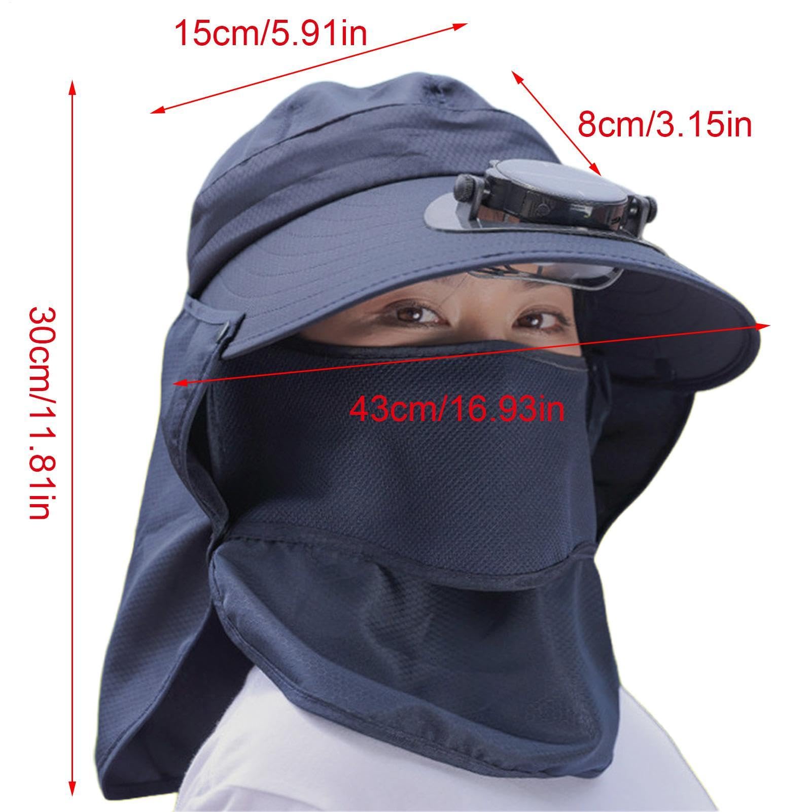 Cappello con ventilatore solare - rimovibile collo copricollo protezione UV ampio bordo traspirante, cappelli da sole per uomini,Per donne uomini giardinaggio escursionismo pesca all'aperto spiaggia