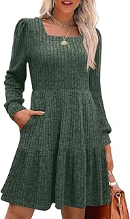 Women's Fall Dresses 2025 Square Neck Long Sleeve Winter Dress