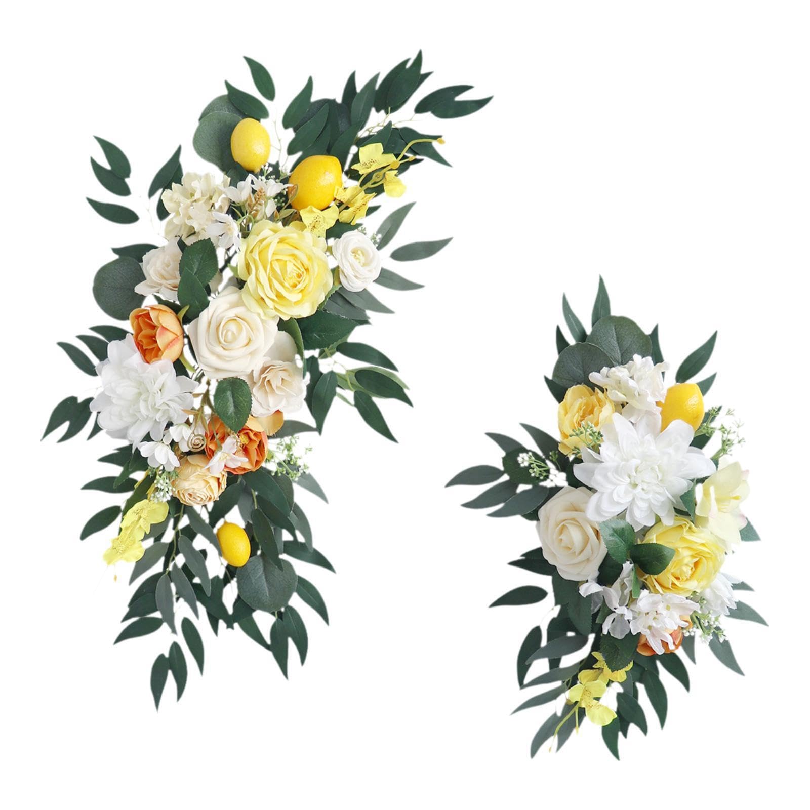 QUILSTM Lovely Flower Swags Adding Romantic To Wedding Arch Backdrop And Reception Table Centerpiece Decoration Look Wedding Artificial Flowers With Green Leaves Swag
