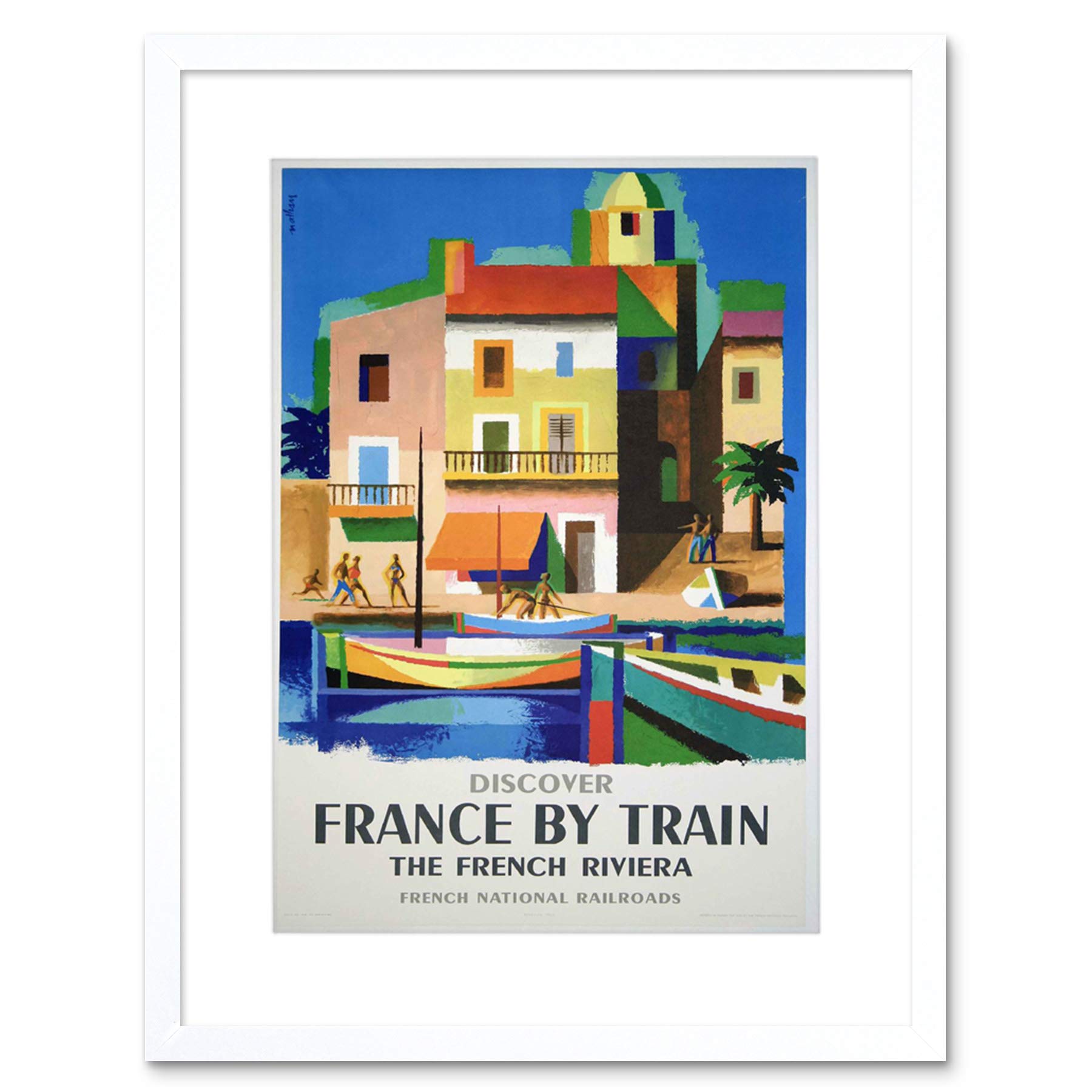 Wee Blue Coo France Train Railway Riviera French Railroad Boat Framed Print Picture F12X1235