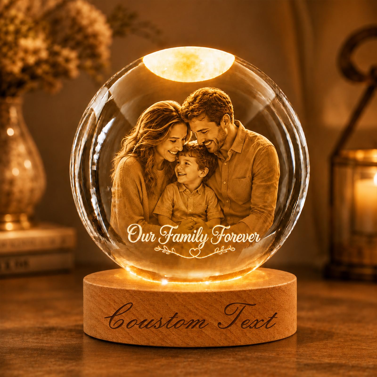 BBNNZ Personalised Moon Phase Crystal Ball Night Light Custom Photo Keepsake Gift (Crystal Ball-5)