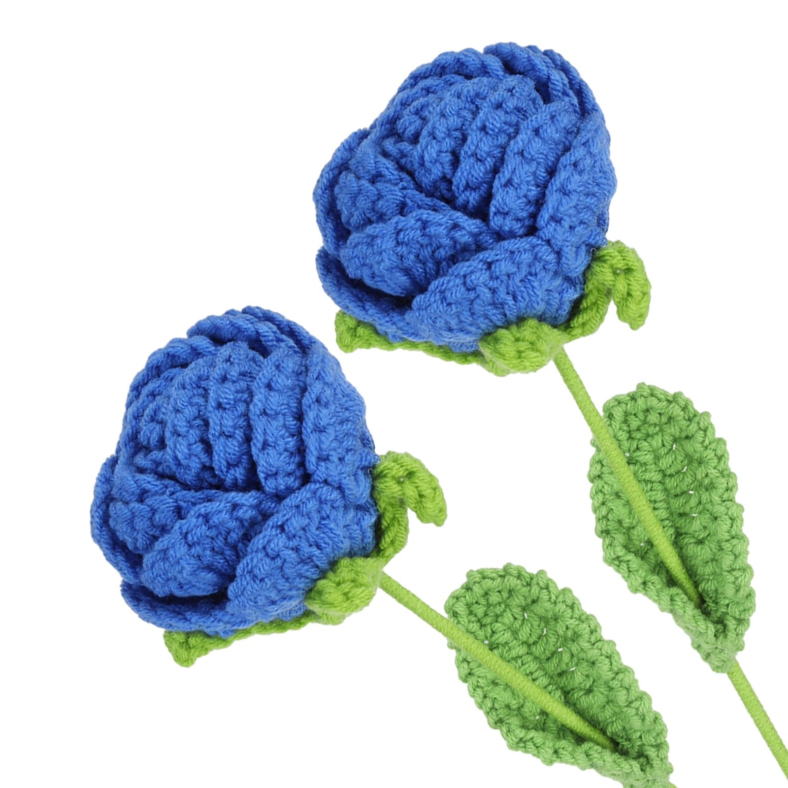 sourcing map 2Pcs Crochet Flower, Rose Handmade Knitted Bouquet Crochet Artificial Flowers for Home Decor Mother's Day Birthday Wedding Graduation Bouquet, Dark Blue