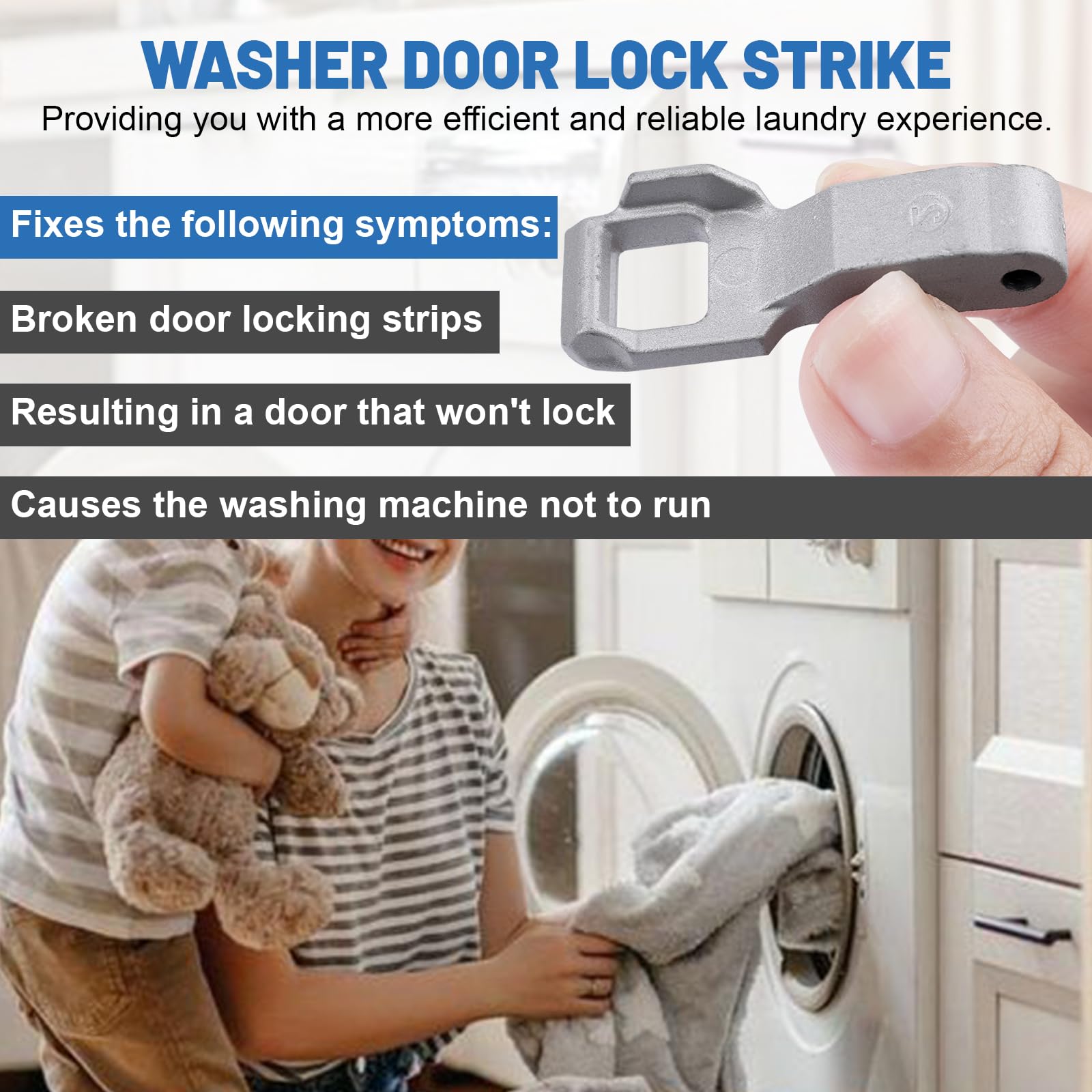 Washer Door Lock Switch & Strike Assembly - Replacement For LG & Kenmore EBF61315802 MFG63099101