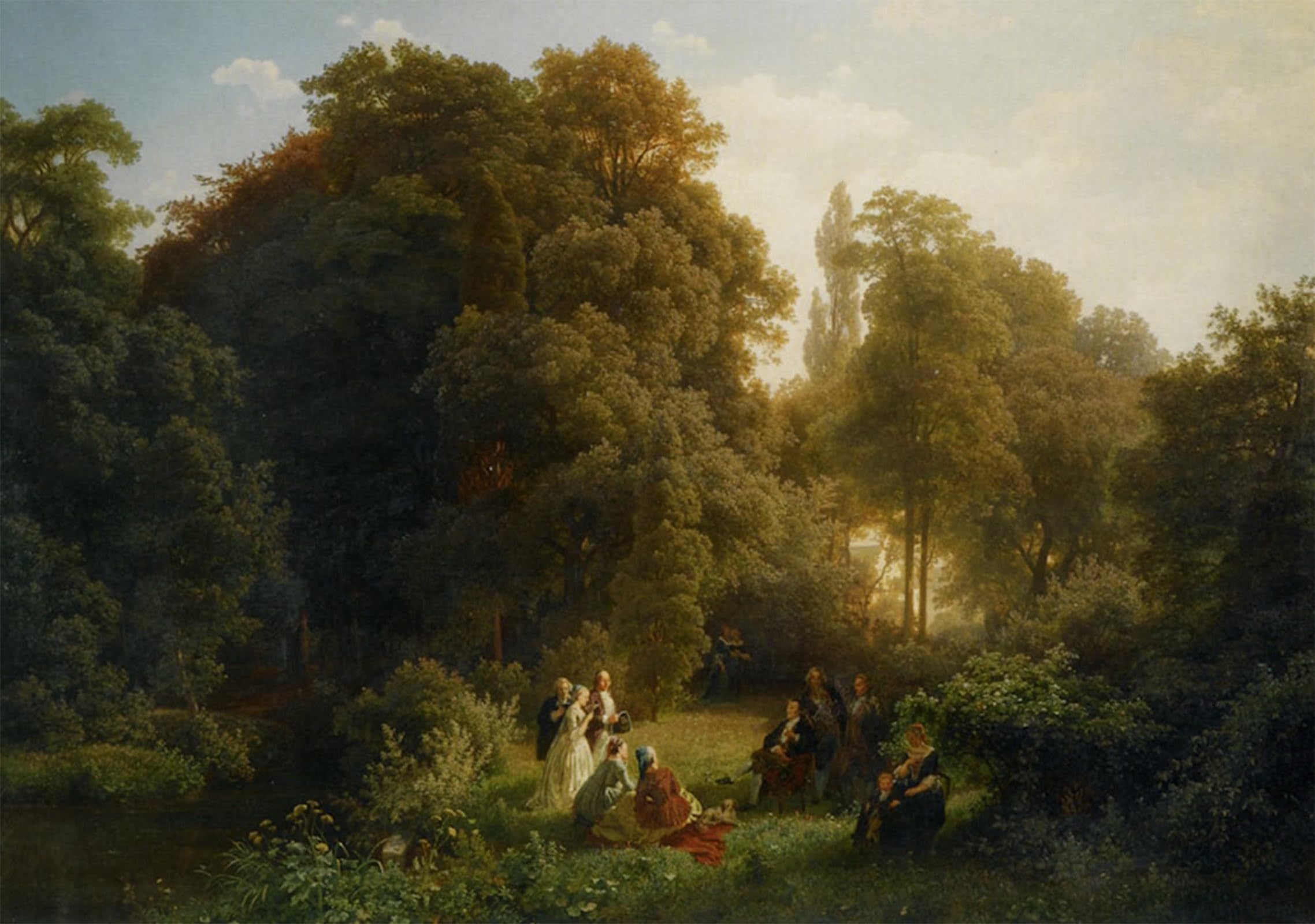 ARTXLXXBN Famous Prints Artwork Pictures Poster Painting Art Picknick in Der Campagna by Carl Jungheim Artwork Landscape Pictures for Home Decor 60x90cm