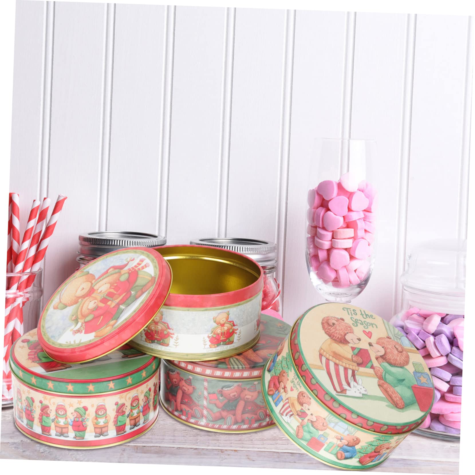 IMIKEYA 2 Sätze Vorhandenes Angebot Weihnachtssüssigkeiten Set Geschenkkartons Weihnachten Cupcake-boxen Keksdose Festival-süßigkeiten-fall Cartoon-süßigkeiten-fall Weißblech 4 Stück * 2