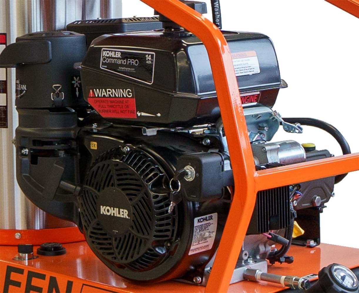 Close-up of the Kohler engine on the pressure washer