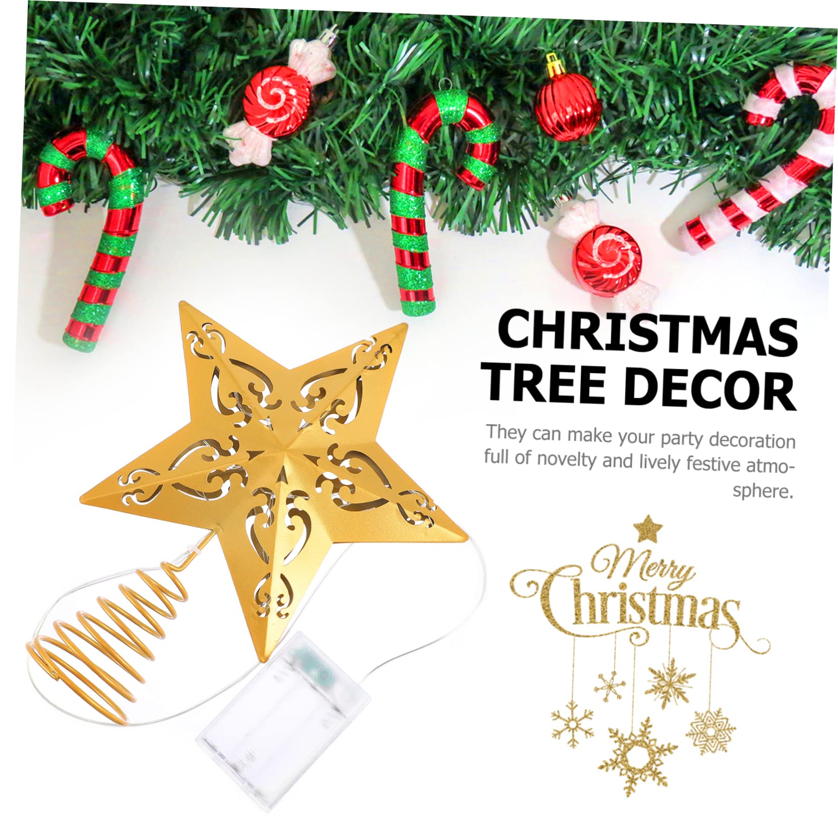 TOPBATHY 2 Piezas Estrella De La Copa del Árbol Navidad Ligero Luces Decoración De Las Copas De Los Árboles Decoración De Adorno De Árbol Dorado Topper De Árbol Iluminado Planchar Golden