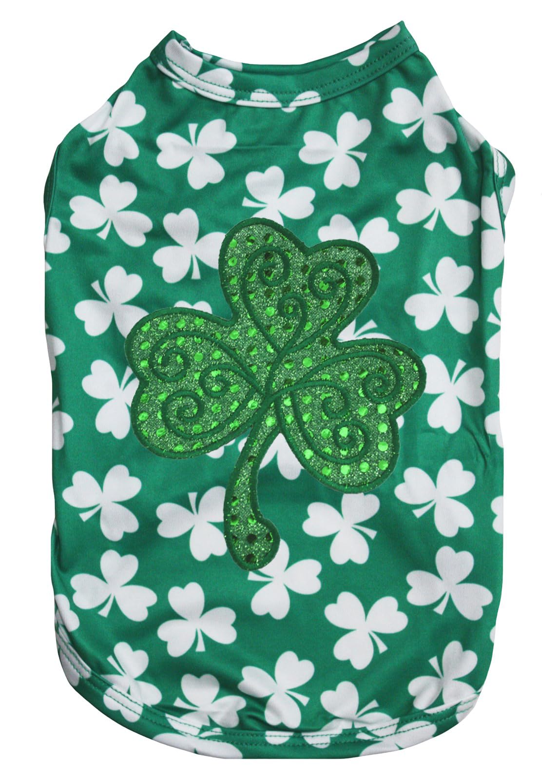 Petitebella Green Sequins Clover Puppy Dog Shirt (Clovers, Medium)