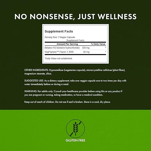 Miniatura 3 de Swanson Ácido clorhídrico con pepsina 250 cápsulas